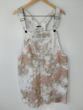 NWT Wild Fable Boho Y2K Style Tie Dye Denim Raw Hem Overall Skirtall Dress